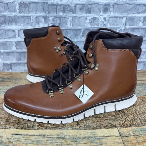 Cole Haan ZeroGrand Water Resistant Hiker Boots British Tan C35595 Mens Size 13 - Picture 1 of 7